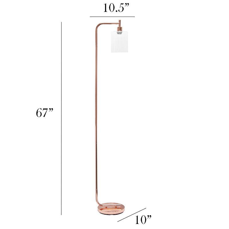 Elegant Rose Gold Arc Floor Lamp with Clear Glass Shade