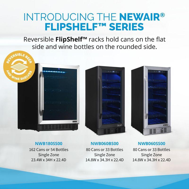 Newair 15" FlipShelf Wine and Beverage Refrigerator, Reversible Shelves Hold 80 Cans or 33 Bottles