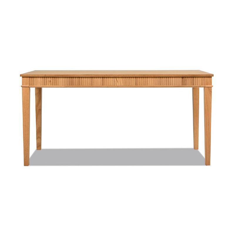 Dumont Modern Farmhouse 1-Drawer Fluted Home Office Writing Desk, Natural Blonde Solid Rubberwood & Rubberwood Veneer