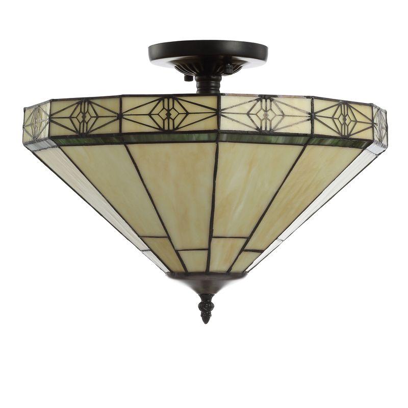 Elegant Tiffany-Style 16" Cream Glass LED Ceiling Light