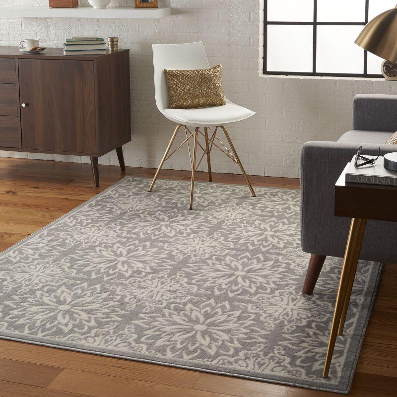 Nourison Jubilant 5'3" x 7'3" (5' x 7') Ivory/Grey Area Rug Beach Transitional Floral by Nourison