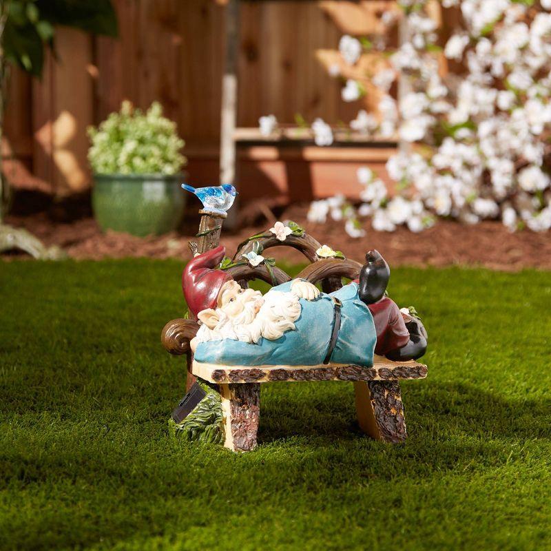 9.75" Polyresin Afternoon Nap Solar Gnome - Zingz & Thingz: Outdoor Garden Statue, Whimsical Decor