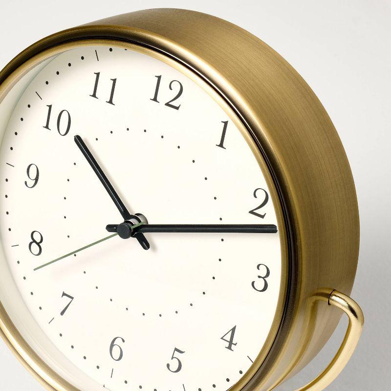 Brass Analog Circular Pedestal Table Clock - Hearth & Hand™ with Magnolia