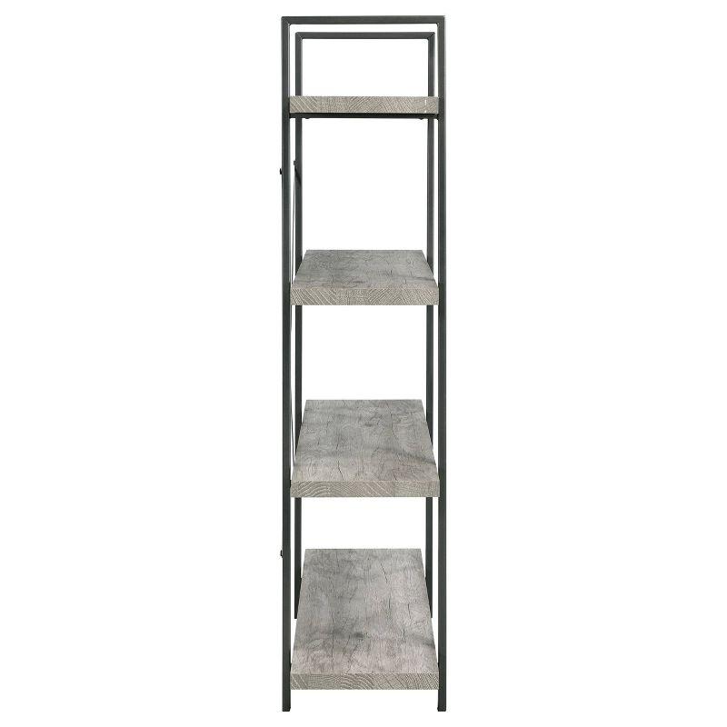 55" Cole 4 Shelf Bookcase with Frame Gray Driftwood/Gunmetal - Coaster