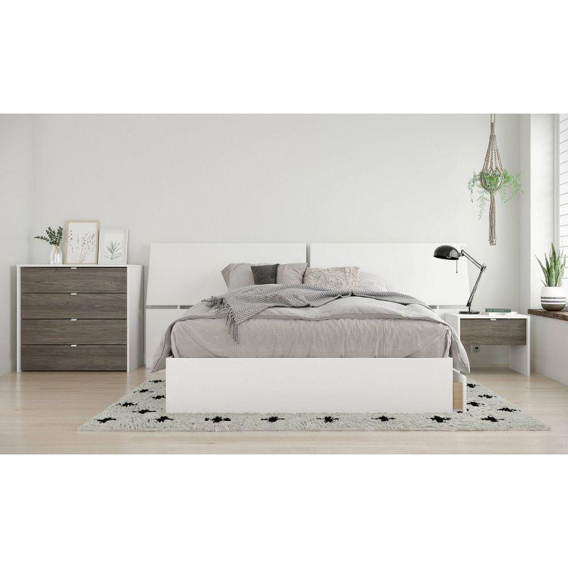 Nexera 1 Drawer Nightstand White/Bark Gray: Mid-Century Modern Bedside Table, Wood Composite, Spot Clean