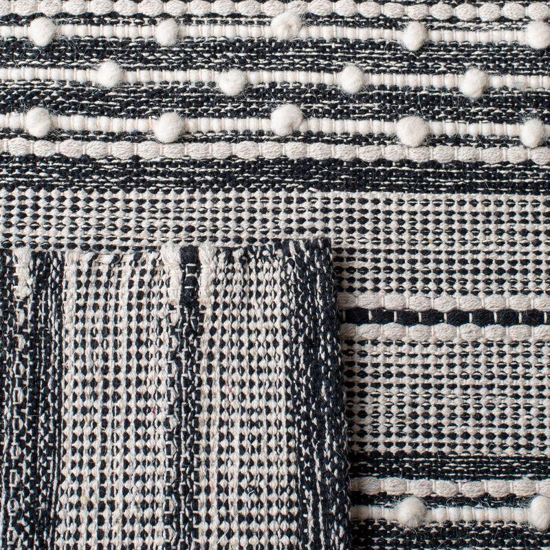Striped Kilim STK516 Hand Woven Runner Rug - Black/Ivory - 2'3"x9' - Safavieh.