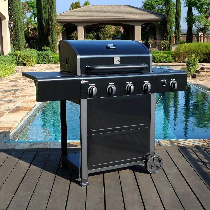 Kenmore 4-Burner Freestanding Open Cart Propane Gas Grill with Side Burner