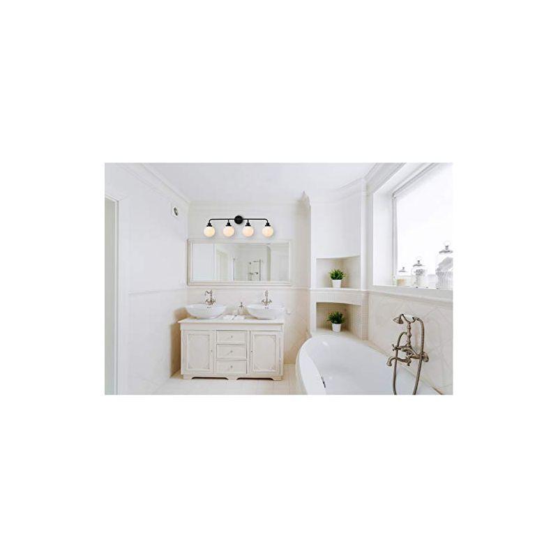 Hanson 4-Light Black and Opal White Glass Bath Sconce
