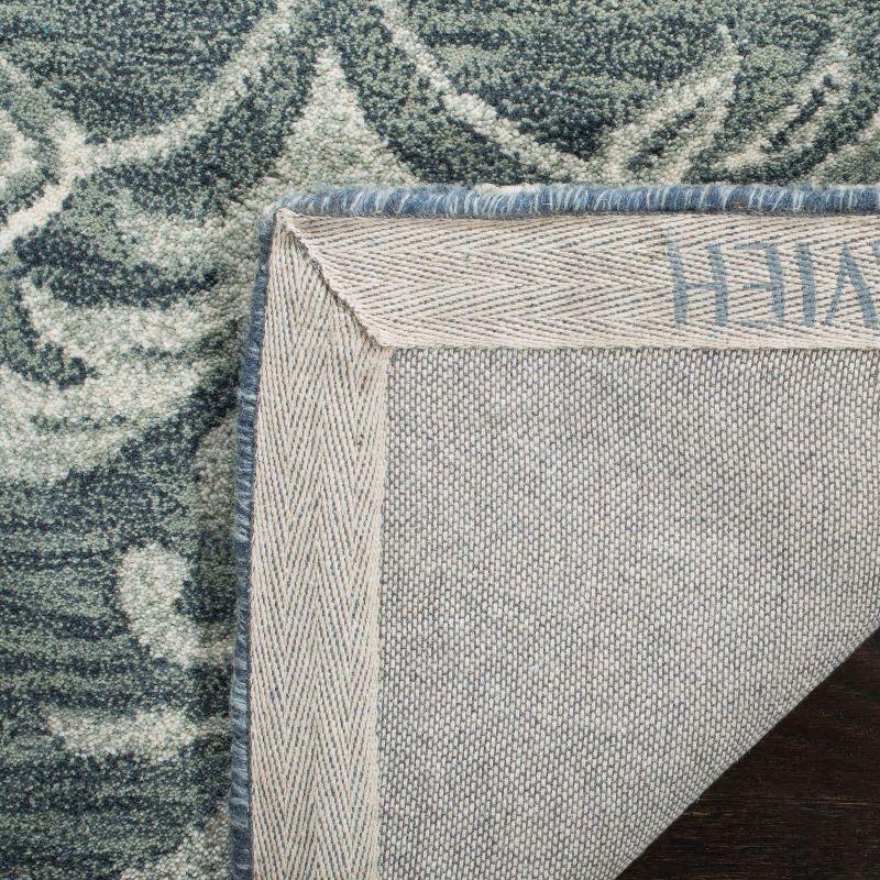 Handmade Tufted Floral Wool Area Rug, Blue Sage, 8' x 10'