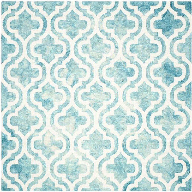 Dip Dye DDY537 Hand Tufted Indoor Area Rug - Turquoise/Ivory - 5'x5' - Safavieh
