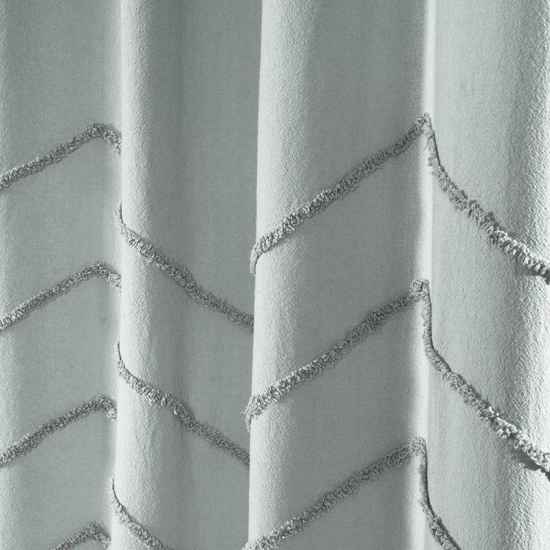 Chenille Chevron Cotton Semi Sheer Curtain Pair