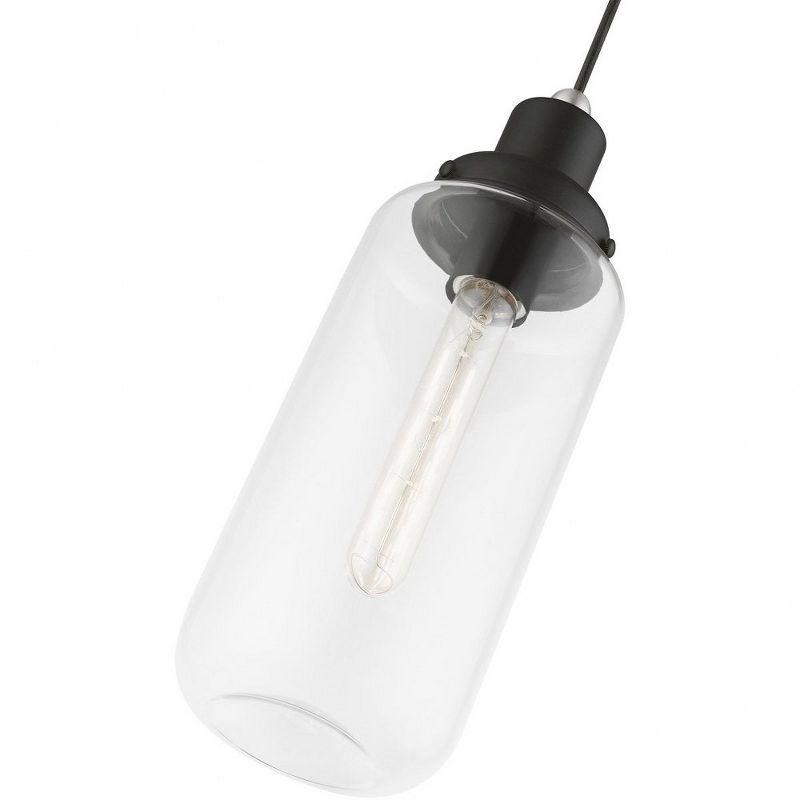 Black and Brushed Nickel Mini Pendant with Clear Glass Shade