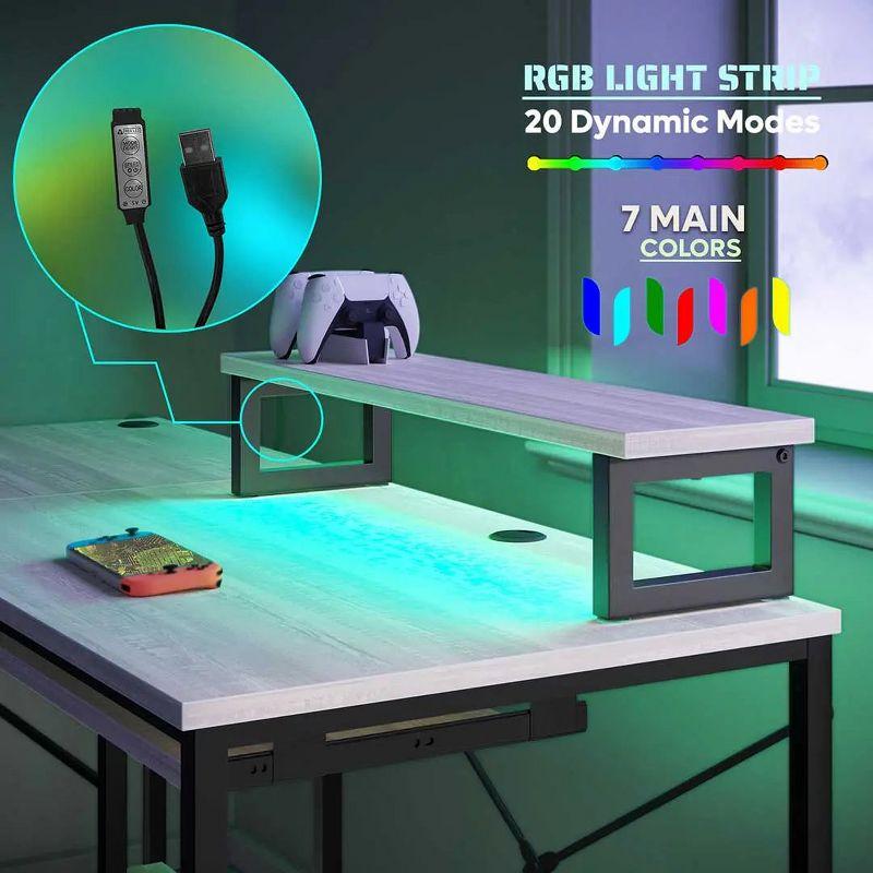 Bestier 59inch L Shaped Computer Desk with Keyboard Tray Grey