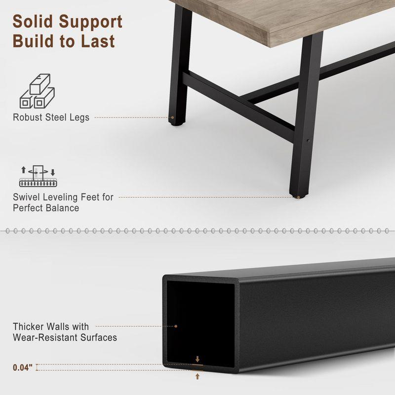 Industrial Dining Table for 6~8 People, 78.7" Long Rectangle Dining Tables, Wooden Kitchen Table