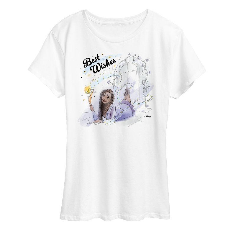 Women's Disney Best Wishes Asha Sketch Short Sleeve Graphic T-Shirt - White - Medium