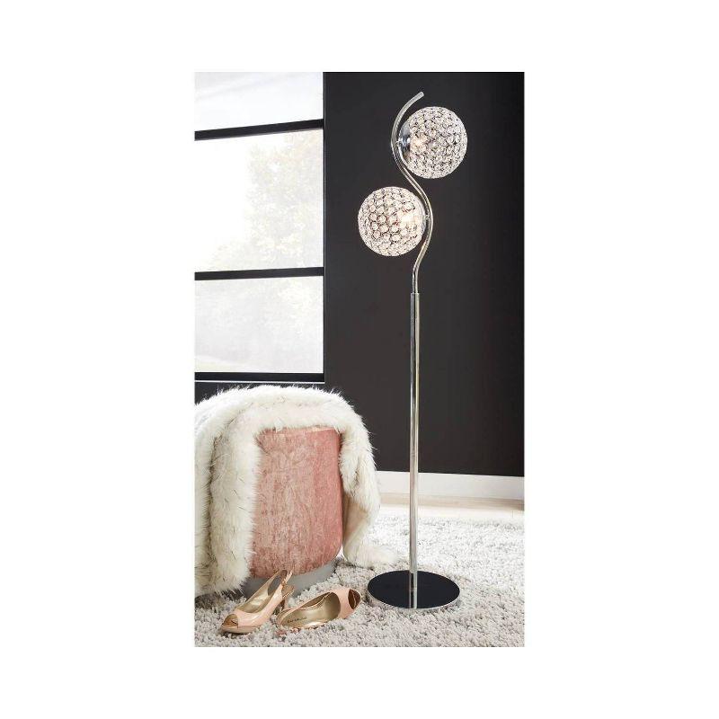 Chic Chrome-Tone Candlestick Floor Lamp with Acrylic Bead Shades