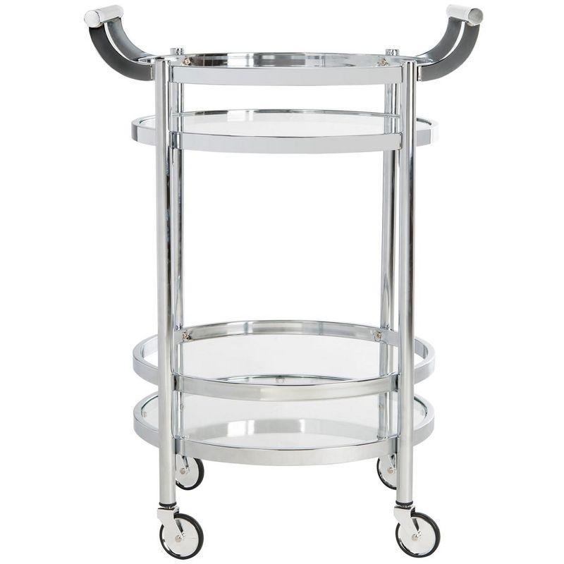 Sienna 2 Tier Round Bar Cart - BCT8001C - Chrome/Glass - Safavieh