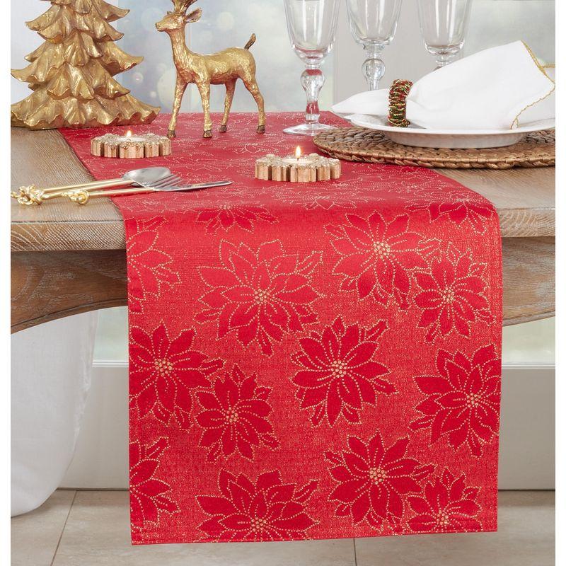 Saro Lifestyle Poinsettia Runner, Red, 16" x 72"