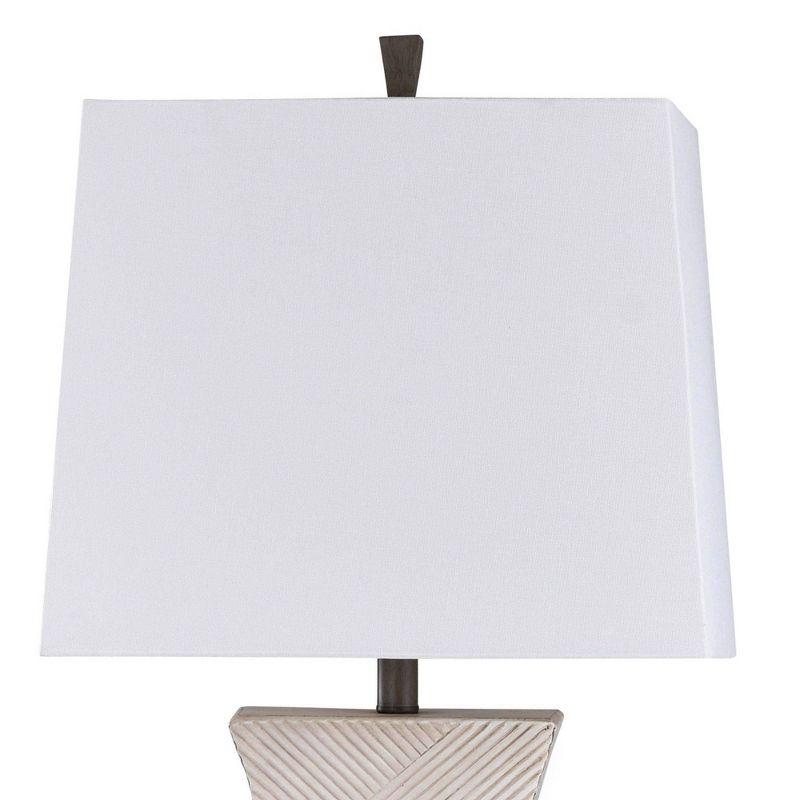Asher Linear Embossed Resin Table Lamp Off-White - StyleCraft: Modern Drum Shade, Polyresin, UL Listed, 34" Tall