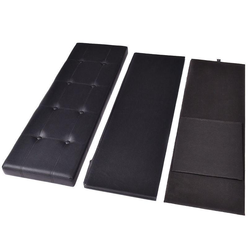 Costway 45''x15''x15'' Large Folding Storage Faux Leather Ottoman Pouffe Box Stool Black