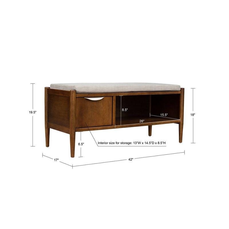 Ink+Ivy Arcadia Storage Bench: Mid-Century Modern, Removable Polyester Cushion, Wood Frame, Entryway Seating