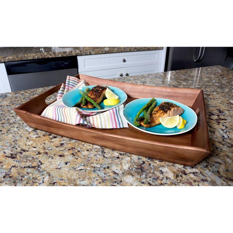 Acacia Wood Curved Serving Tray with Handles