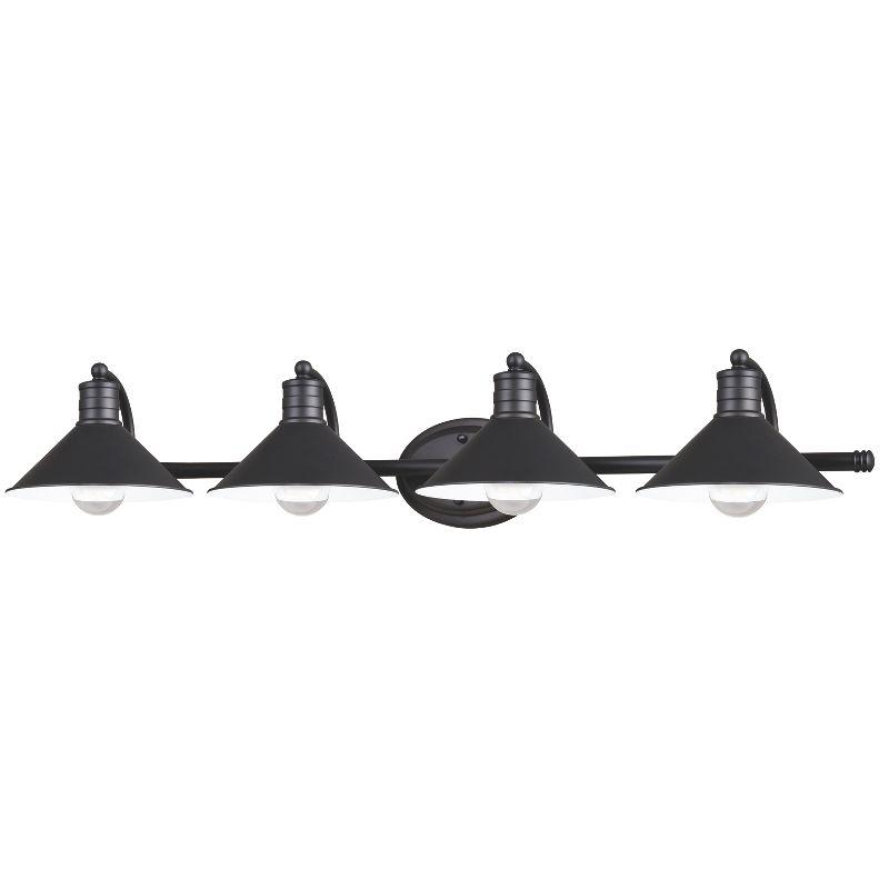 VAXCEL Akron Modern Farmhouse Bathroom Vanity Light Wall Sconce Fixture, Oil Rubbed Bronze and Matte White, 4 Light, 38 inch