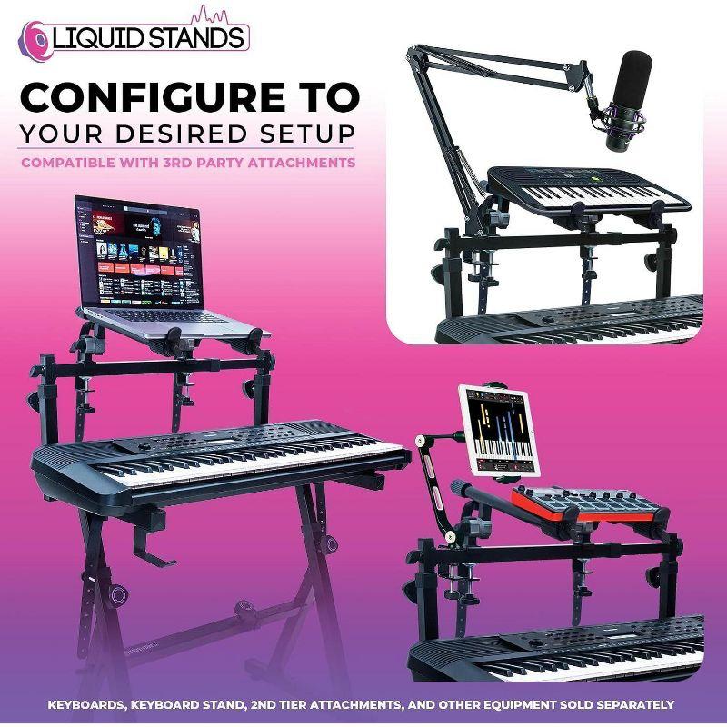 Liquid Stands 2nd Tier Keyboard Stand Attachment with Straps - Arms Only - Double Stand Extender for Square Tube Z Style Stands