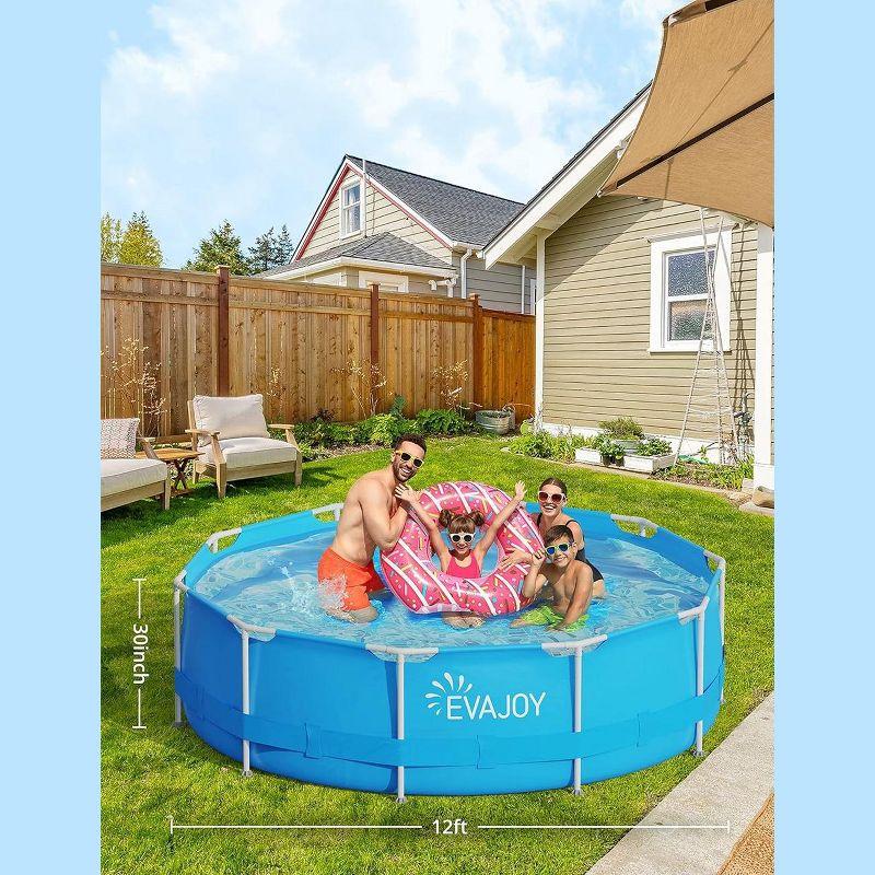 EVAJOY 12ft X 30in Metal Frame Above Ground Swimming Pool with Steel Frame Blue