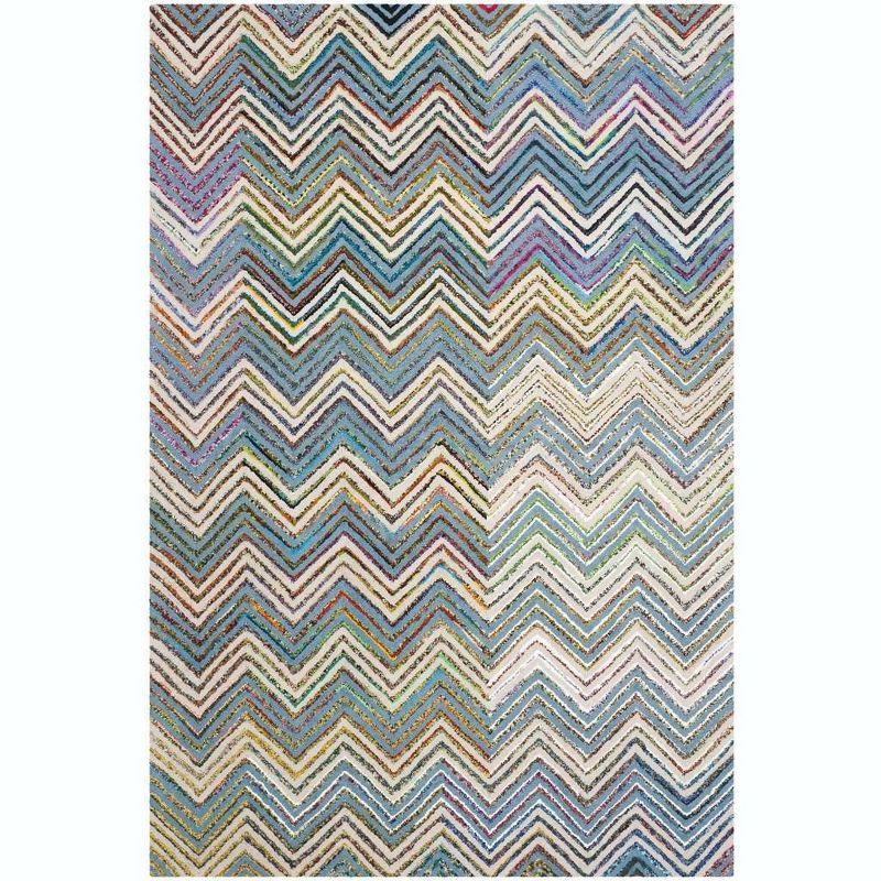 Hand-Tufted Artisan Blue Wool Square Area Rug - 5' x 8'