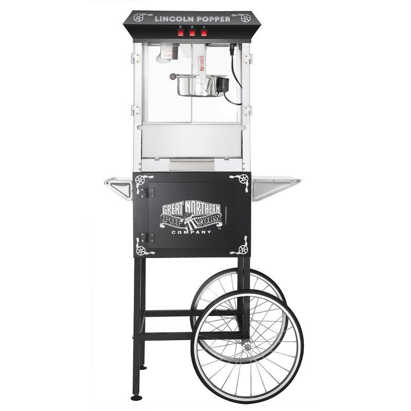 Great Northern Popcorn 8 oz. Lincoln Popcorn Machine With Cart – Black