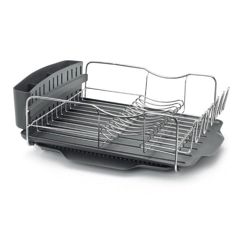 Black Metal 4-Piece Dish Rack with Utensil Cup