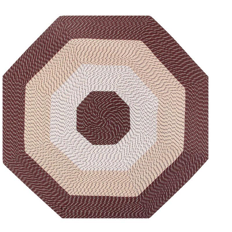 Classic Braided 6' Round Brown Stripe Synthetic Area Rug