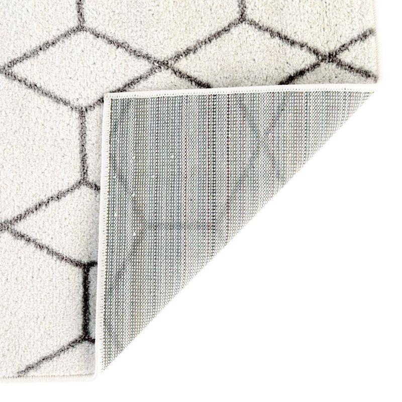 Ivory and Gray Synthetic 4' x 6' Trellis Area Rug