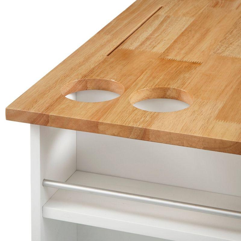 Lima Kitchen Cart White - Buylateral: Cottage Chic Storage, Towel Rung, Locking Wheels
