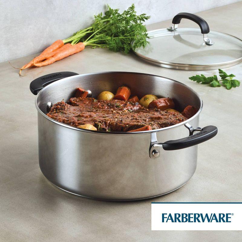 Farberware Brilliance Stainless Steel Dutch Oven  / Casserole Pan With Lid, Dishwasher Safe And Induction Suitable, 5 Quart, Silver