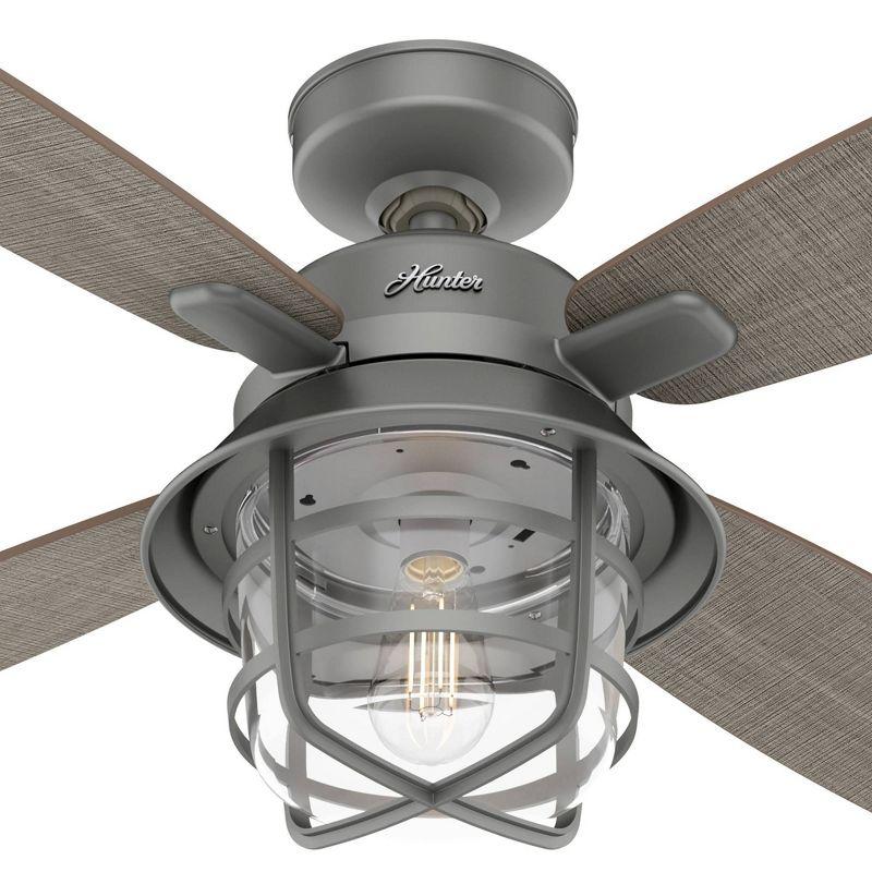 Matte Silver 52" Low Profile Ceiling Fan with LED Light and Remote