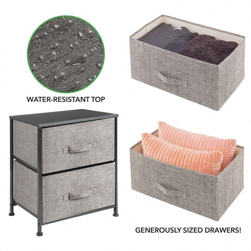 mDesign Night Stand End Table Storage Tower with 2 Drawers - Black/Graphite Gray