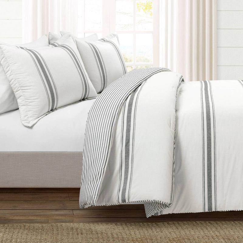 Lush Decor Dark Gray Cotton Reversible 3 Piece Comforter Set