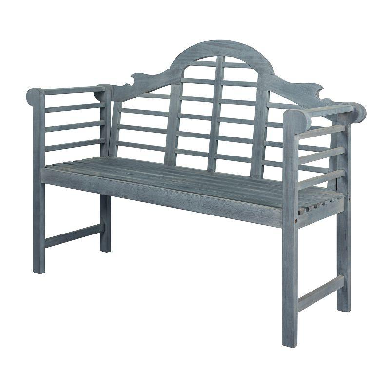 Elegant Arched Gray Acacia Wood 58" Outdoor Garden Bench