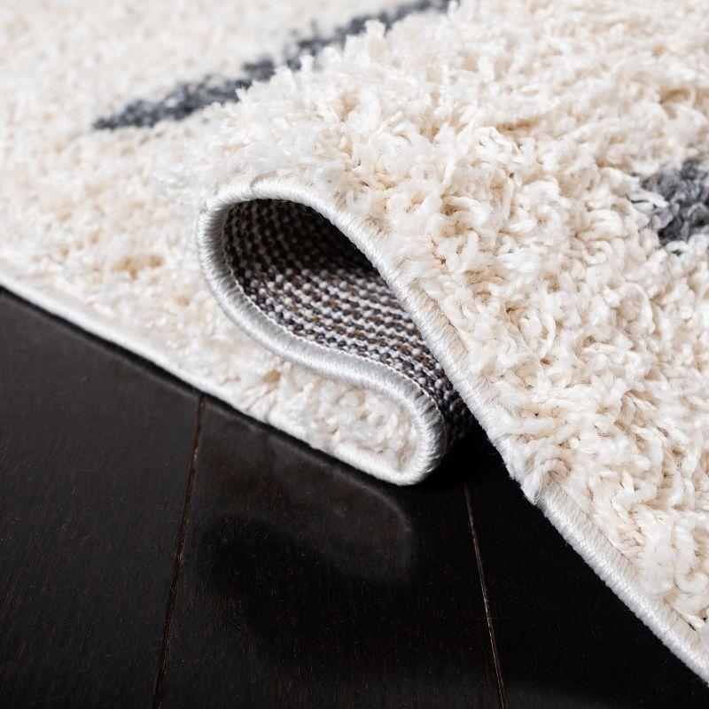 Venus Shag VNS604 Power Loomed Area Rug - Ivory/Dark Grey - 6'7"x6'7" - Safavieh.