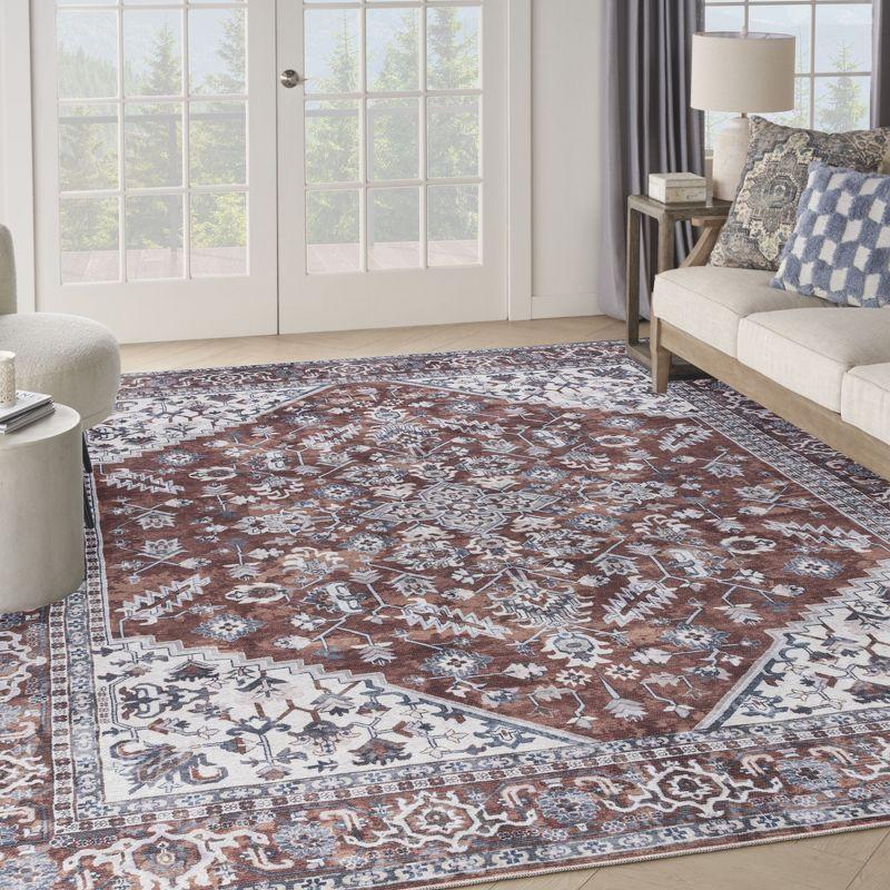 Nourison New Concept Washables Vintage Medallion Area Rug Brick Ivory 9'2" x 12'