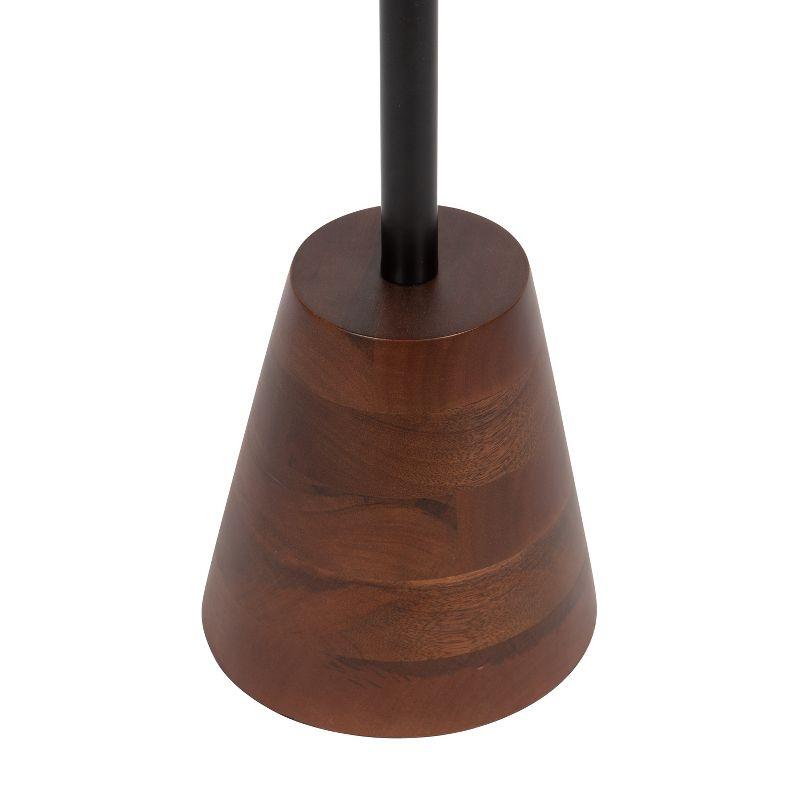 Kate and Laurel Tira Round Metal Side Table, 14x14x24, Black and Walnut Brown