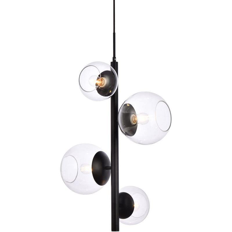 Elegant Lighting Wells 18 inch pendant in black with clear shade