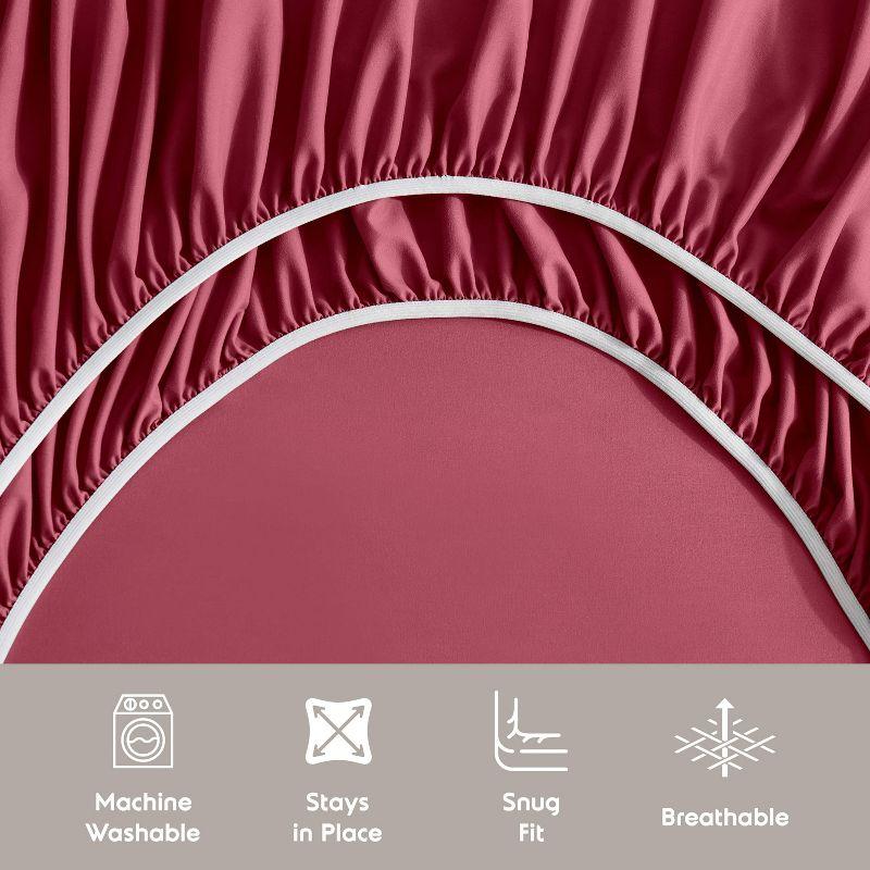 Nestl Extra Deep Pocket 4 Piece Sheet Sets, Twin XL Size Sheets & Pillowcases - Burgundy Red