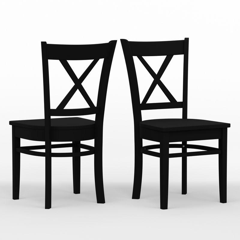 Ergonomic Black Solid Wood Cross Back Dining Chair Set