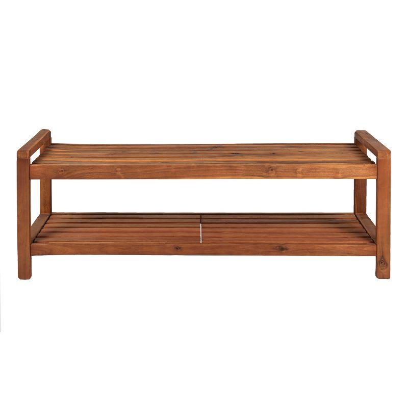 Blane Teak Acacia Wood 52" Mid-Century Modern Outdoor Bench