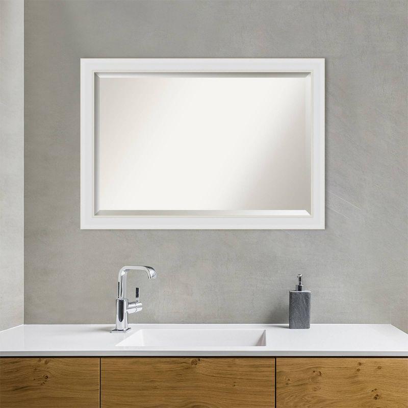 Flair Framed Bathroom Vanity Wall Mirror Soft White - Amanti Art