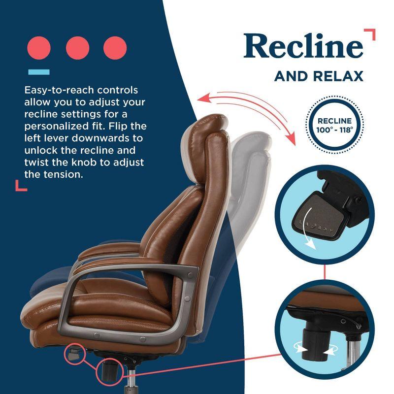 La-Z-Boy La-Z-Boy® Nova Executive Office Chair, Patented AIR Ergonomic Support Technology®, High-Back Premium Comfort & Support, Vegan PU Leather