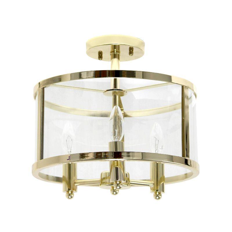 Vintage Gold 13'' Glass Semi-Flushmount Ceiling Light with Iron Accents